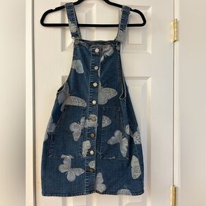 tinsel denim dress Juniors' Tinseltown Zip Front Short Sleeve Denim Dress